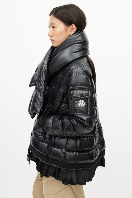Moncler Black Lucy Scarf Puffer Down Jacket