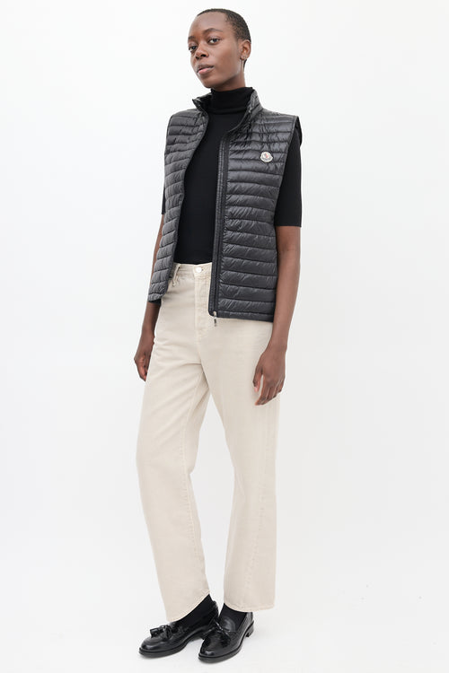 Moncler Black Nylon Quilted Down Vest