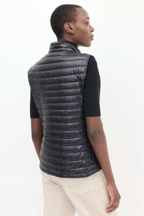 Moncler Black Nylon Quilted Down Vest