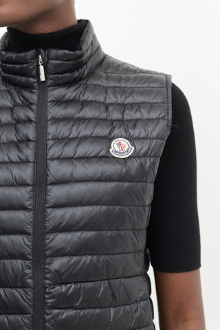 Moncler Black Nylon Quilted Down Vest