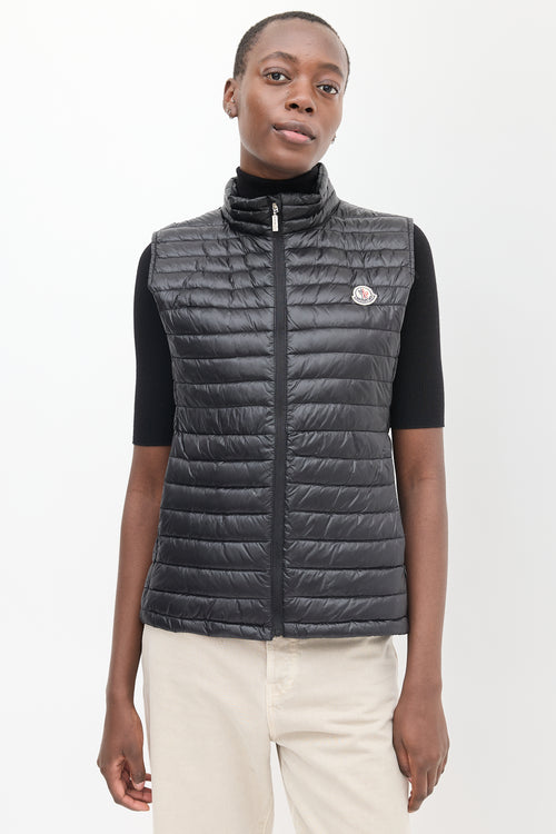 Moncler Black Nylon Quilted Down Vest