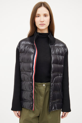 Moncler Black Padded Wool Cardigan