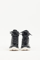 Moncler Black Patent Leather Helis Lace Up Boot