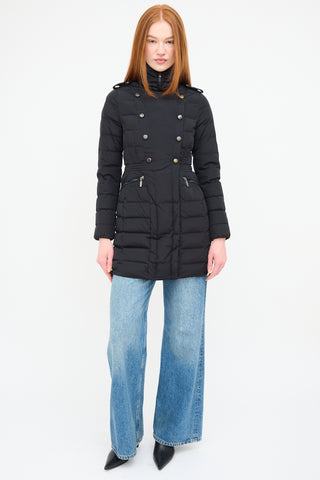 Moncler Black Quilted Down Double Breast Coat