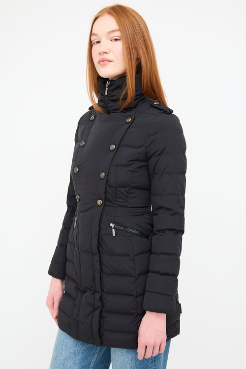 Moncler Black Quilted Down Double Breast Coat