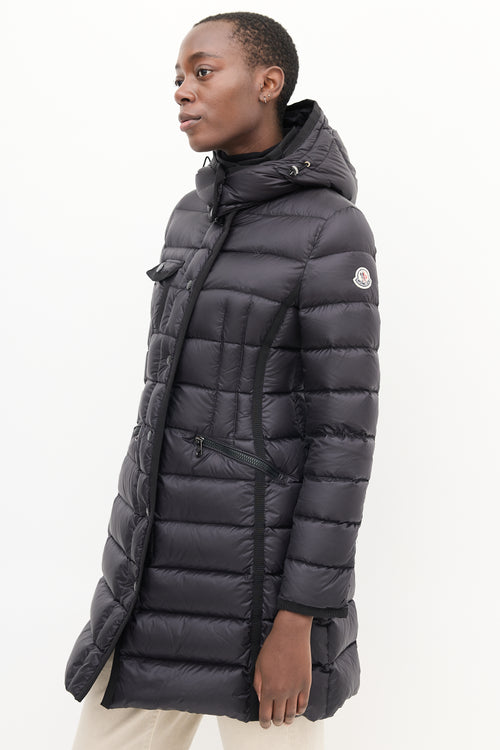 Moncler Black Quilted Down Hermine Coat