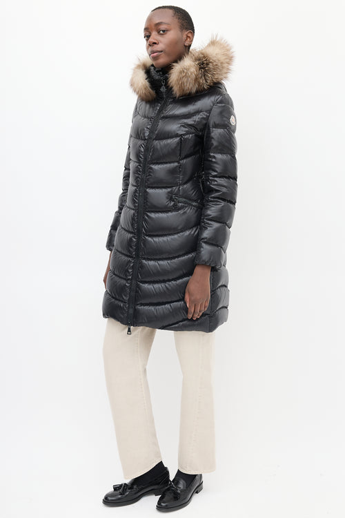 Moncler Black Quilted Fur Down Aphia Coat