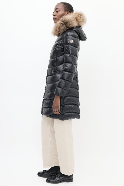 Moncler Black Quilted Fur Down Aphia Coat