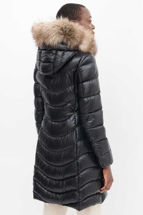 Moncler Black Quilted Fur Down Aphia Coat