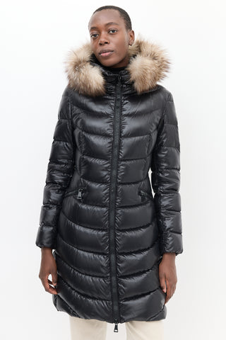 Moncler Black Quilted Fur Down Aphia Coat