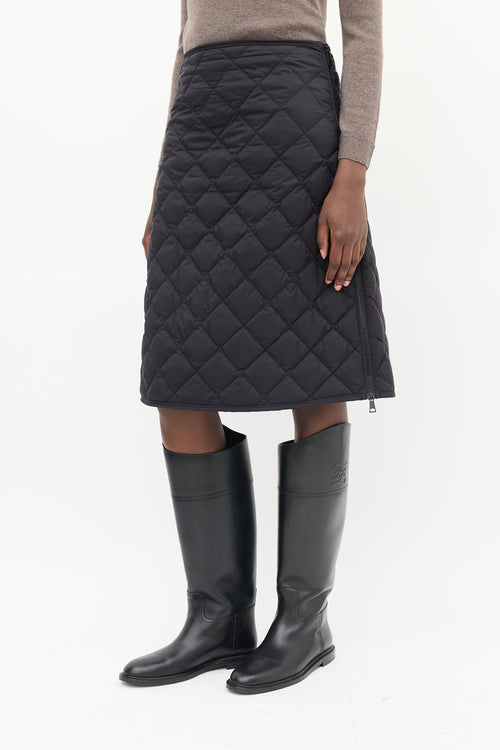 Moncler Black Quilted Gonna Midi Skirt