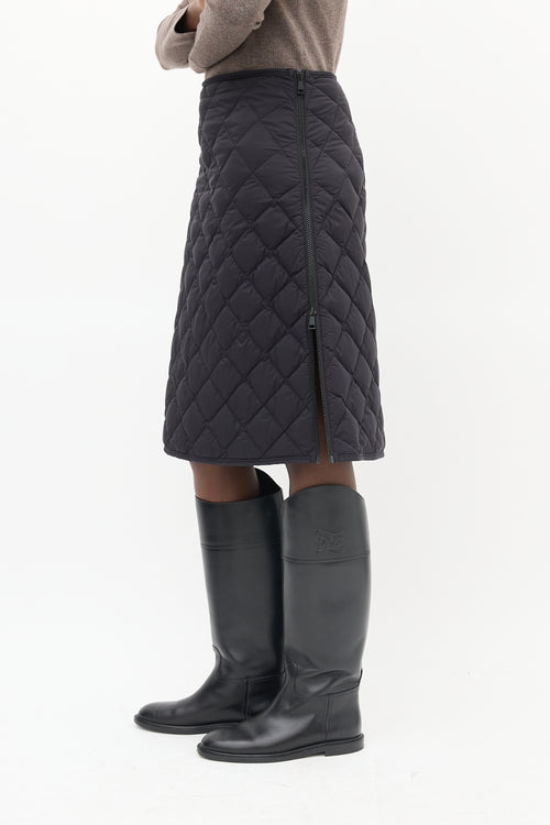 Moncler Black Quilted Gonna Midi Skirt