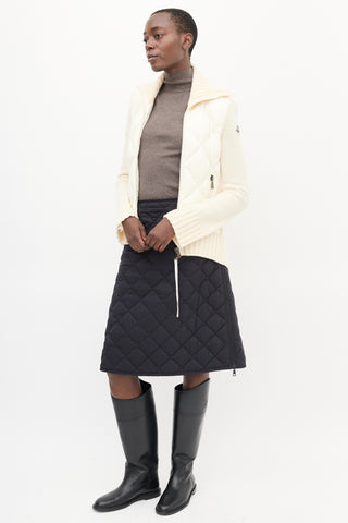 Moncler Black Quilted Gonna Midi Skirt