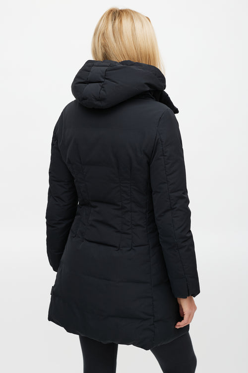 Moncler Black Renne Down Hooded Coat