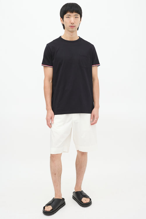 Moncler Black Stripe Trim One Pocket T-Shirt