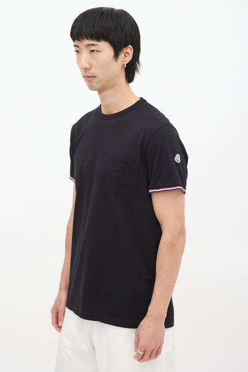 Moncler Black Stripe Trim One Pocket T-Shirt