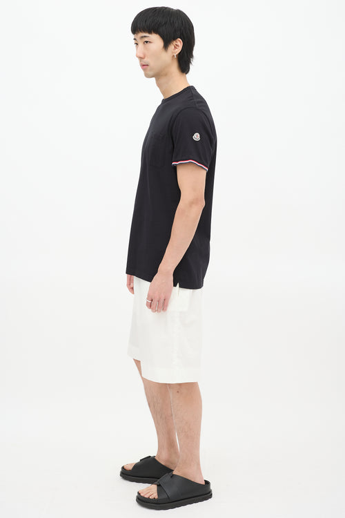 Moncler Black Stripe Trim One Pocket T-Shirt