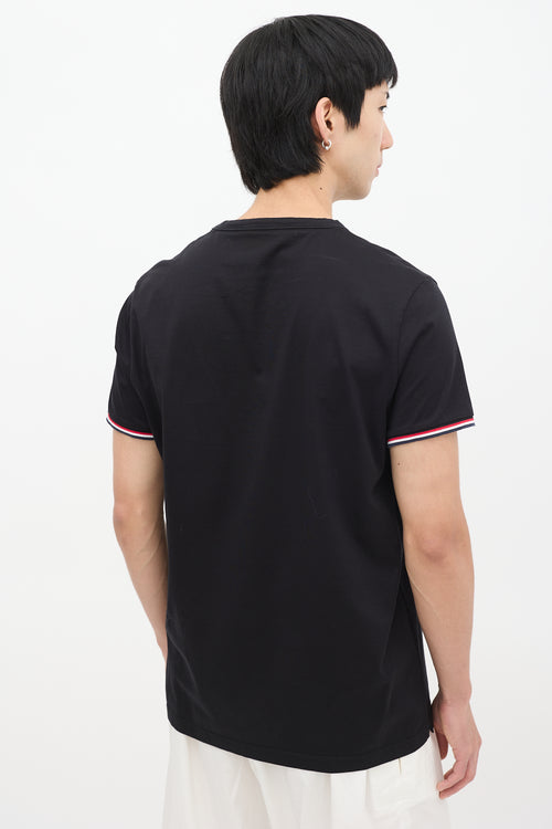 Moncler Black Stripe Trim One Pocket T-Shirt