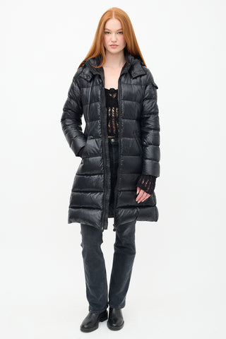 Moncler Black Down & Nylon Moka Puffer Coat