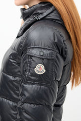 Moncler Black Down & Nylon Moka Puffer Coat