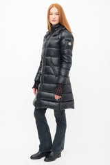 Moncler Black Down & Nylon Moka Puffer Coat