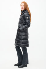 Moncler Black Down & Nylon Moka Puffer Coat