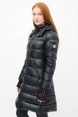 Moncler Black Down & Nylon Moka Puffer Coat