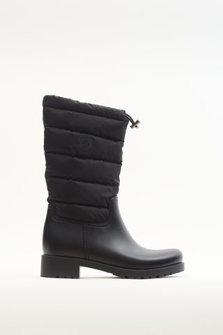 Moncler Black Nylon Quilted Ginette Puffer Boot