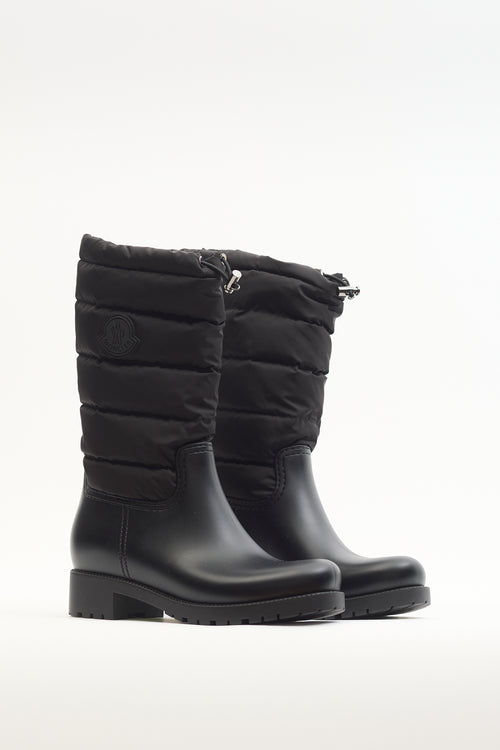 Moncler Black Nylon Quilted Ginette Puffer Boot