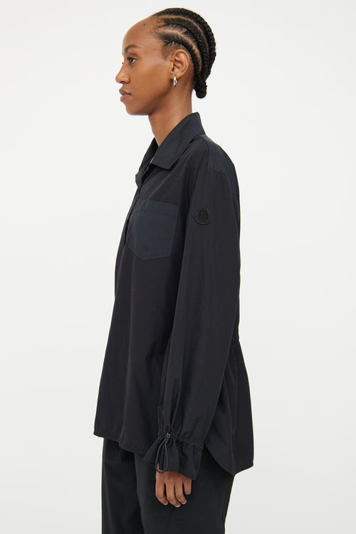 Moncler Black Cinch Waist Button Up Top