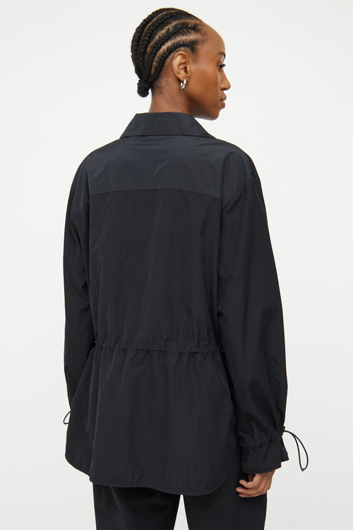 Moncler Black Cinch Waist Button Up Top