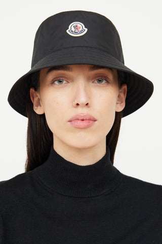 Moncler Black Nylon Logo Bucket Hat