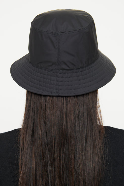 Moncler Black Nylon Logo Bucket Hat
