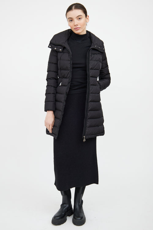 Moncler Black Down Flammette Coat