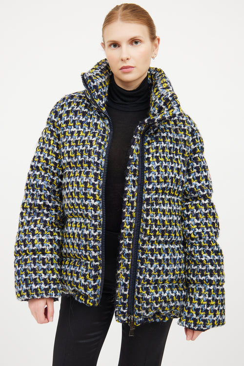 Moncler Blue & Multi Woven Puffer Jacket