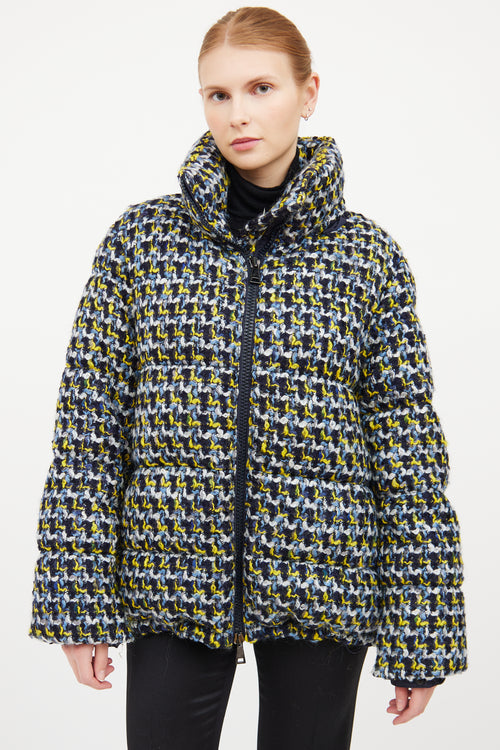 Moncler Blue & Multi Woven Puffer Jacket