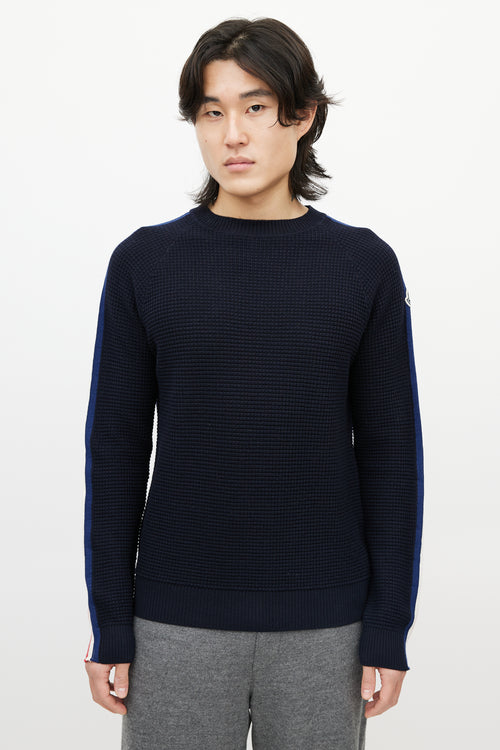 Moncler Blue & Multicolour Wool Striped Knit Sweater