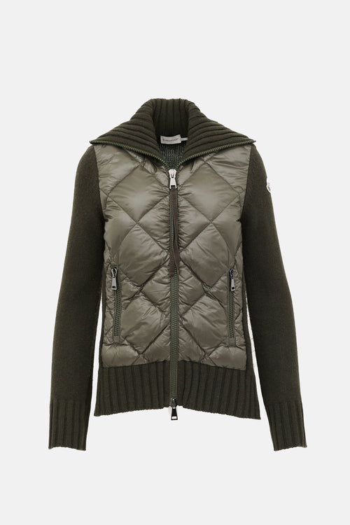 Moncler Wool Padded Zip-Up Cardigan