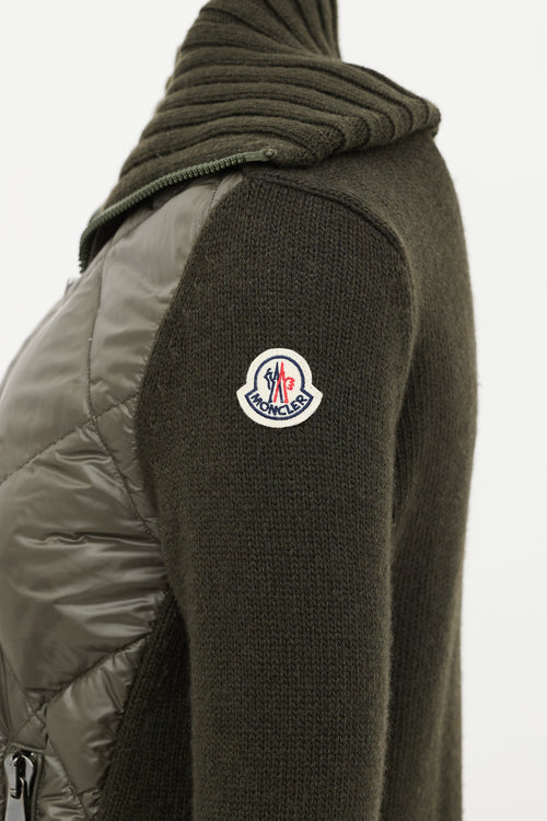 Moncler Wool Padded Zip-Up Cardigan