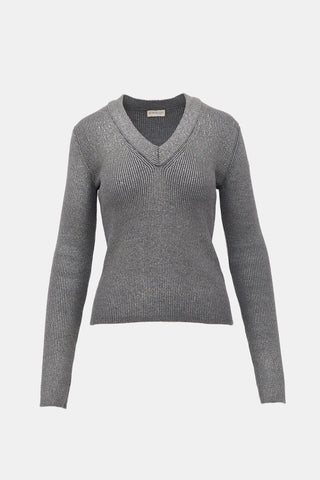Moncler Coated Wool Ribbed Knit Sweater