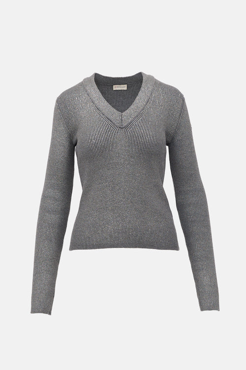 Moncler Coated Wool Ribbed Knit Sweater