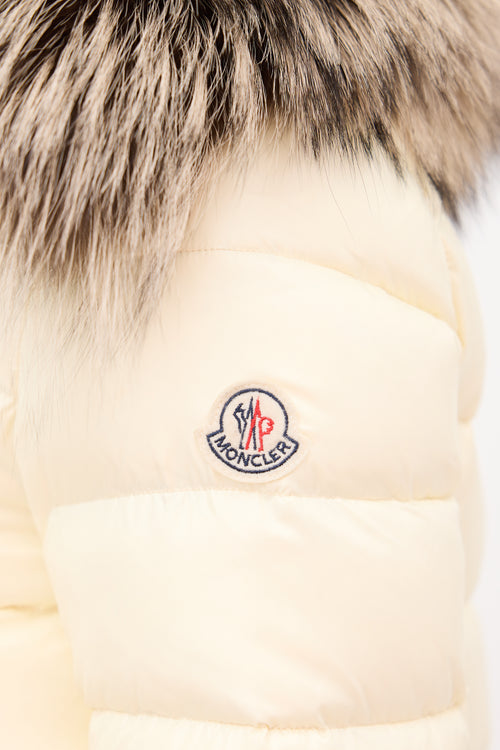 Moncler Cream Down & Fur Trim Gelinotte Puffer Jacket