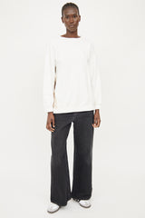 Moncler White & Beige Crewneck Top