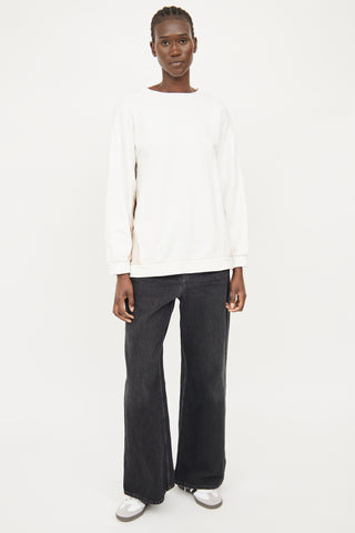 Moncler White & Beige Crewneck Top
