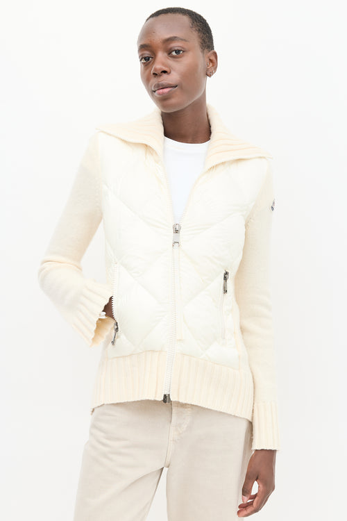 Moncler Cream Wool & Padded Nylon Cardigan