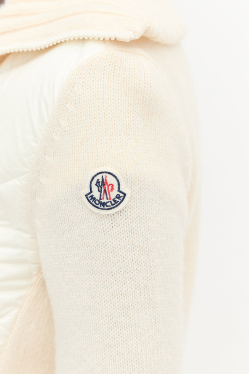 Moncler Cream Wool & Padded Nylon Cardigan