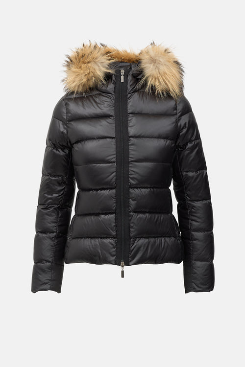 Moncler Down Fur Trim Puffer Jacket