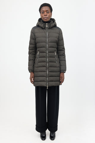 Moncler Down Talev Leather Trimmed Coat