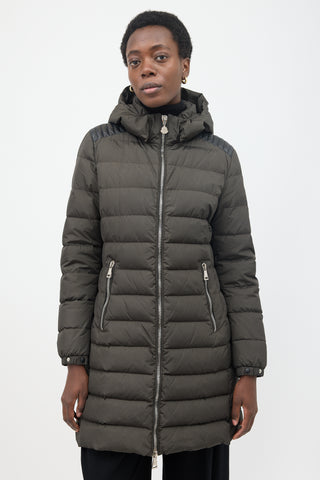 Moncler Down Talev Leather Trimmed Coat