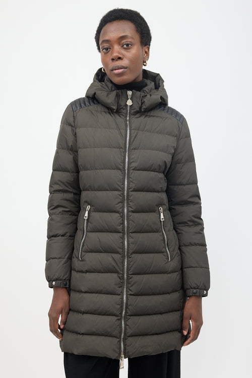 Moncler Down Talev Leather Trimmed Coat
